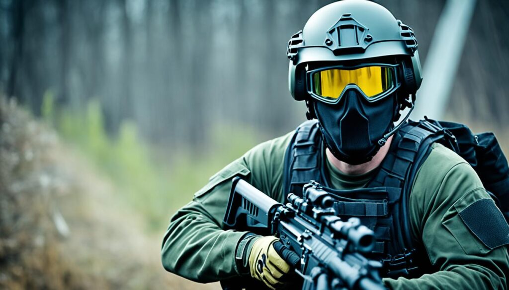 airsoft helmet with goggles