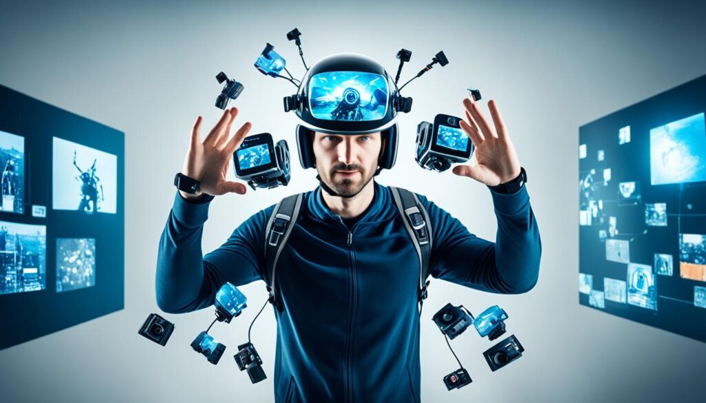 virtual reality integration with helmet cameras